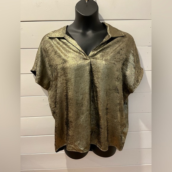 📍💛 HOLLY & JOEY GOLD & BLACK SHIMMER BLOUSE – ONE SIZE (NEW) - Picture 3 of 12